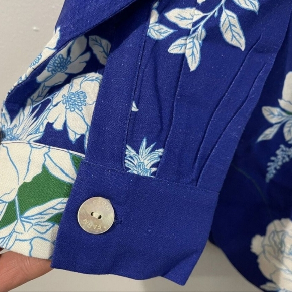 Nwt Farm Rio Soft Garden Shirt Floral Print Long Sleeves Linen Viscose - Picture 4 of 7